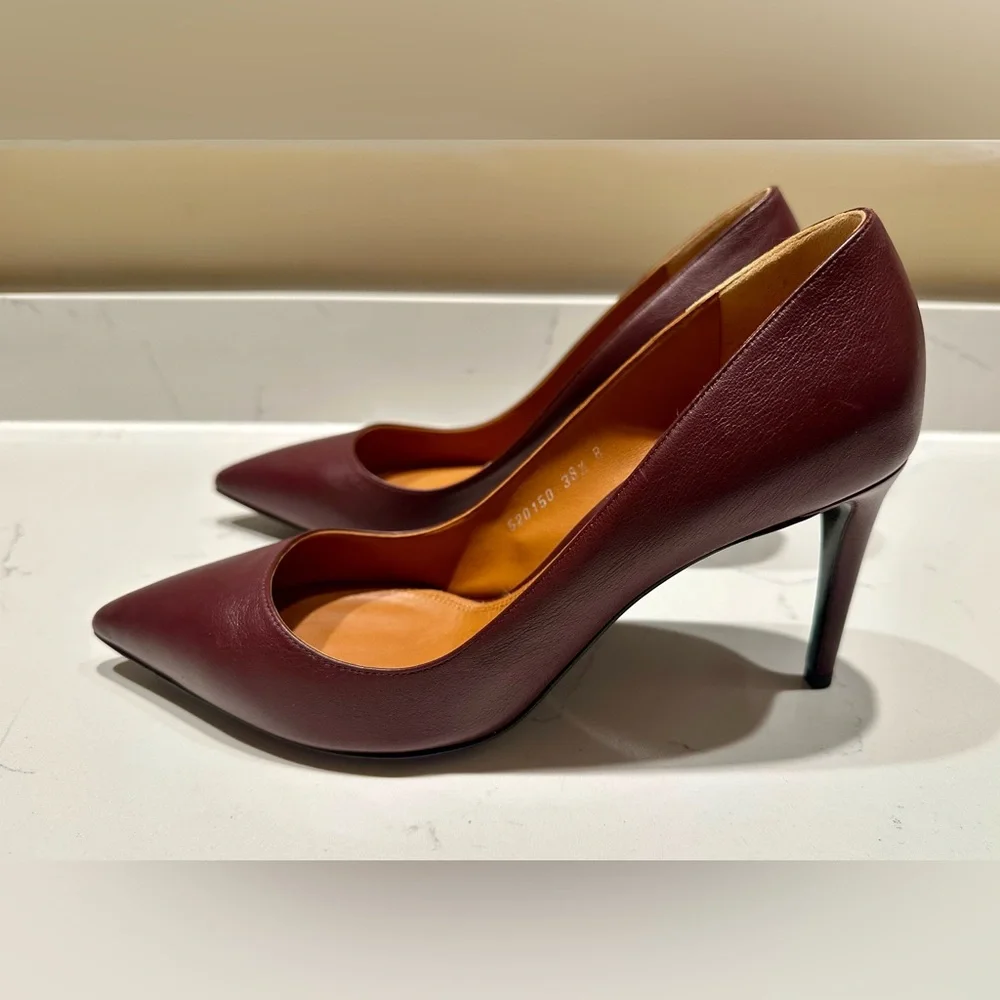 Ralph Lauren Purple Label Burgundy Leather Heels - size 8.5 / 38.5B - Picture 3 of 8